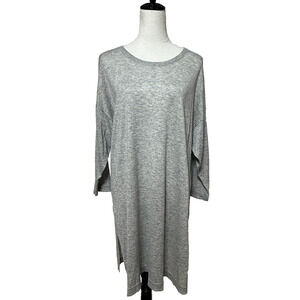 Eileen Fisher Sweater Dress Large Gray Lightweight Minimalist Flowy Tunic Top